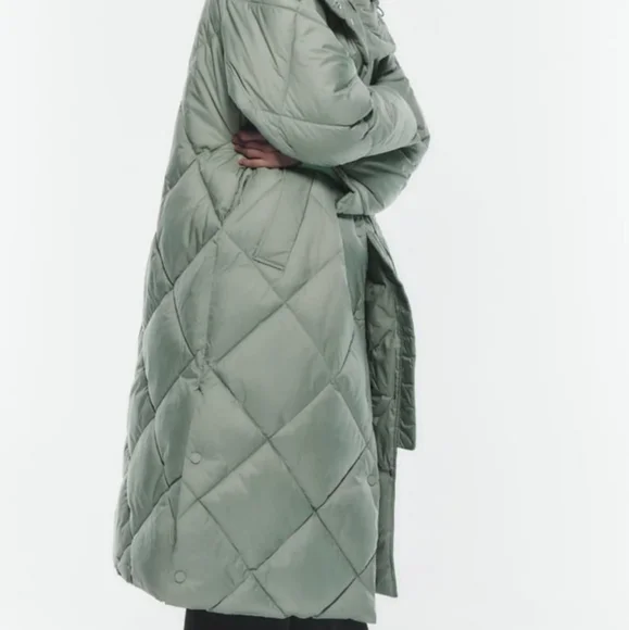 ZARA MINT GREEN PUFFER COAT - Picture 3 of 4